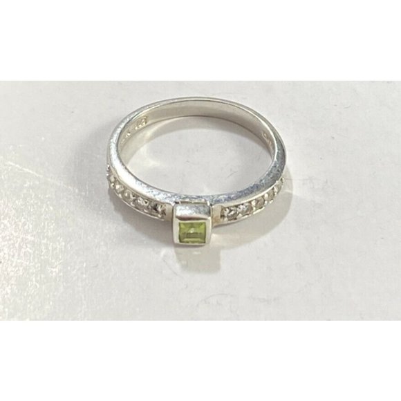 FADI 925 Signed CZ Peridot Ring Size 7 Band - Picture 1 of 8
